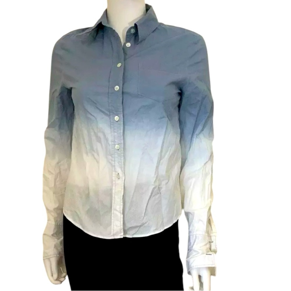 Club Monaco women’s medium ombré button down shirt blue white business casual